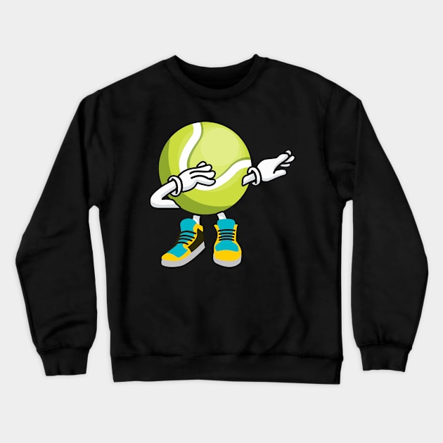 Tennis Gifts For Coach Dabbing Tennis Ball Funny Crewneck Sweatshirt by TeddyTees